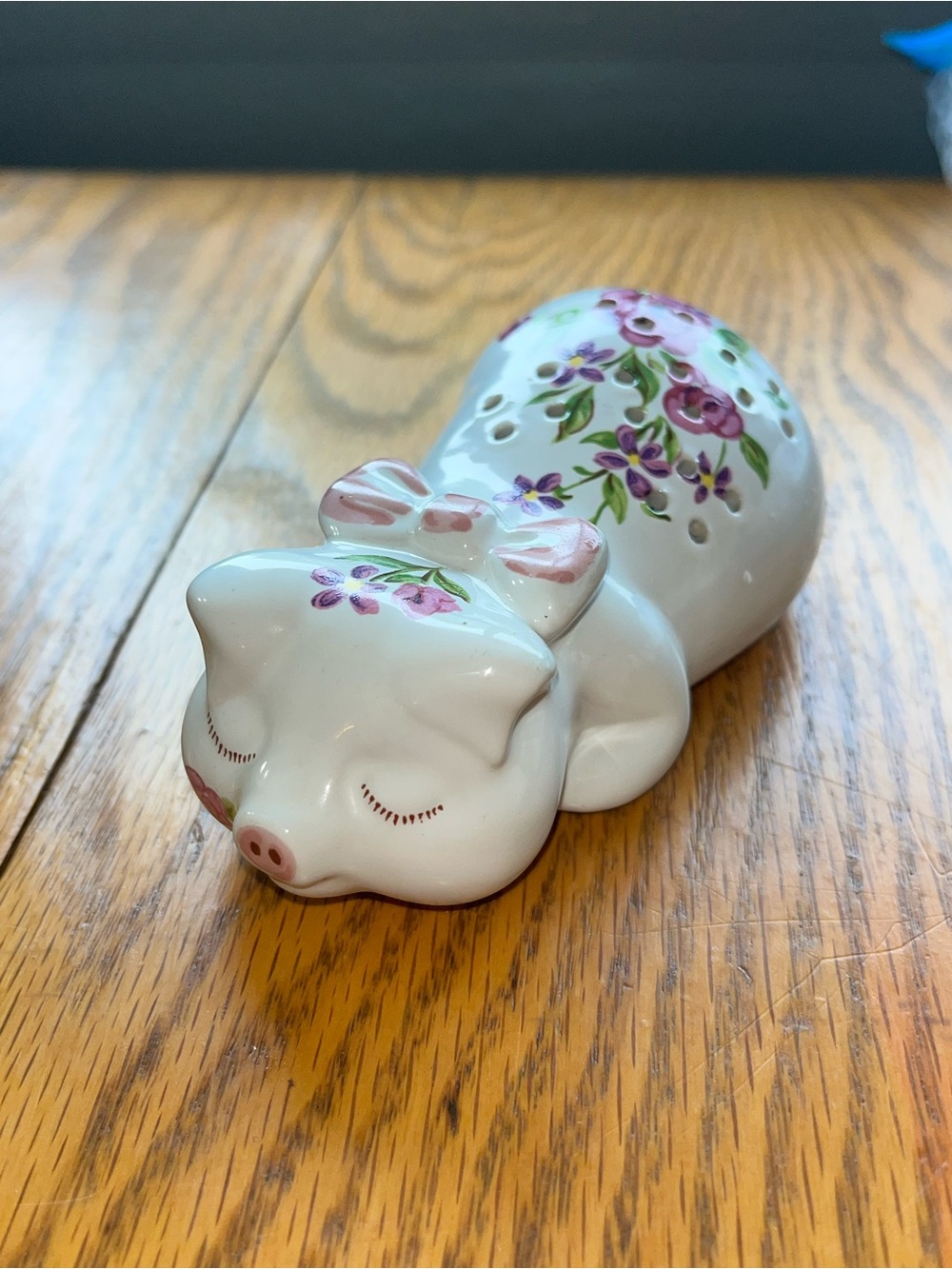 Vintage MCM 70’s Ceramarte Ceramic Pig  Potpourri Decanter Holder Floral 1286